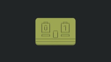 Green Sport hokey mekanik skorbordu ve sonuç simgesi siyah arkaplanda izole. 4K Video hareketli grafik canlandırması.