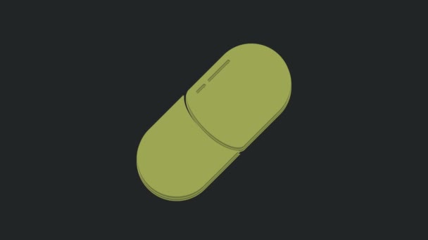 Green Medicine Pillola Tablet Icona Isolata Sfondo Nero Pillola Della — Video Stock