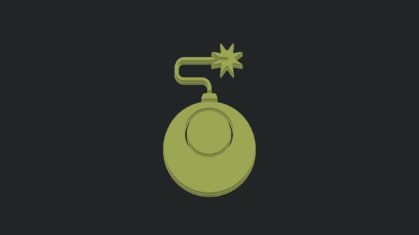 绿色炸弹准备爆炸图标隔离在黑色背景 4K视频运动图形动画 — 图库视频影像
