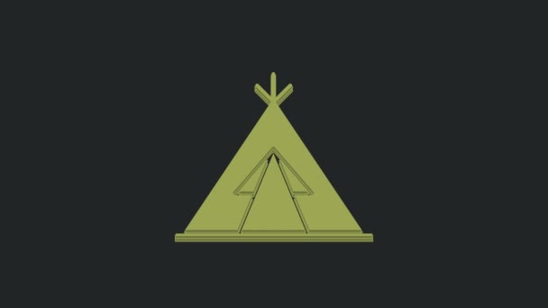 Green Traditional Indian Teepee Wigwam Icon Isolated Black Background Indian — Stock Video
