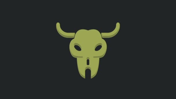 Zielona Ikona Czaszki Buffalo Odizolowana Czarnym Tle Animacja Graficzna Ruchu — Wideo stockowe