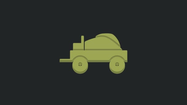 Green Wild West Covered Wagon Icon Isolated Black Background Video — Stock Video