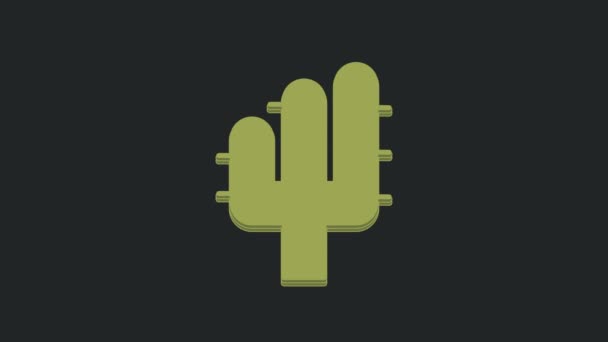 Ikon Kaktus Hijau Diisolasi Pada Latar Belakang Hitam Animasi Grafis — Stok Video