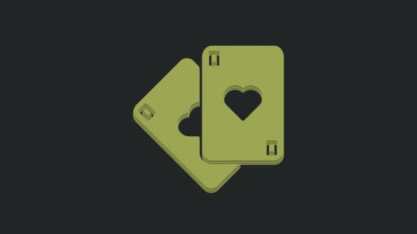 Grüne Spielkarten Symbol Isoliert Auf Schwarzem Hintergrund Casino Glücksspiel Video — Stockvideo