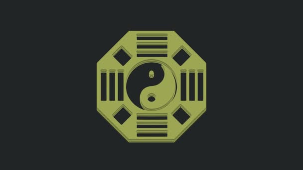 Zöld Yin Yang Szimbóluma Harmónia Egyensúly Ikon Elszigetelt Fekete Háttérrel — Stock videók