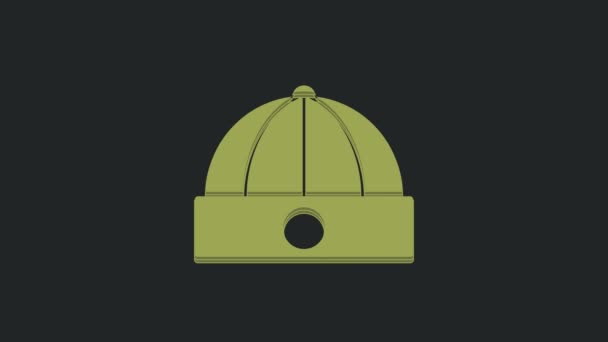 Icono Sombrero Chino Verde Aislado Sobre Fondo Negro Animación Gráfica — Vídeo de stock