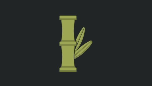 Icono Bambú Verde Aislado Sobre Fondo Negro Animación Gráfica Vídeo — Vídeos de Stock