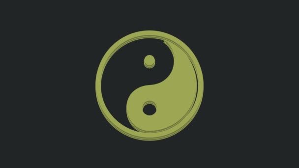 Green Yin Yang Symbol Harmony Balance Icon Isolated Black Background — Stock Video