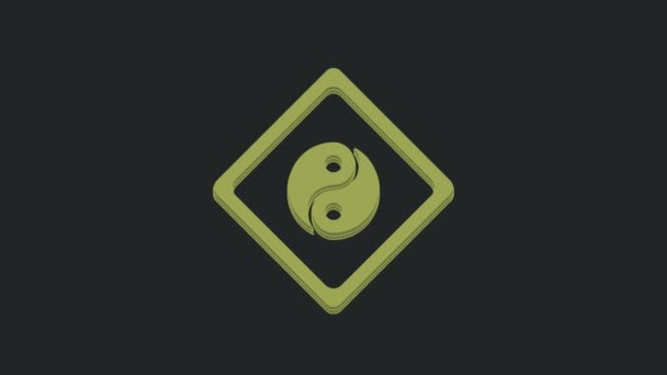 Green Yin Yang Symbol Harmonie Vyvážení Ikony Izolované Černém Pozadí — Stock video