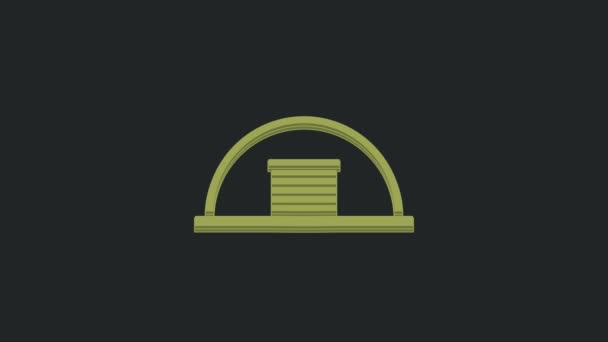 Иконка Зеленого Ангара Выделена Черном Фоне Видеографическая Анимация — стоковое видео