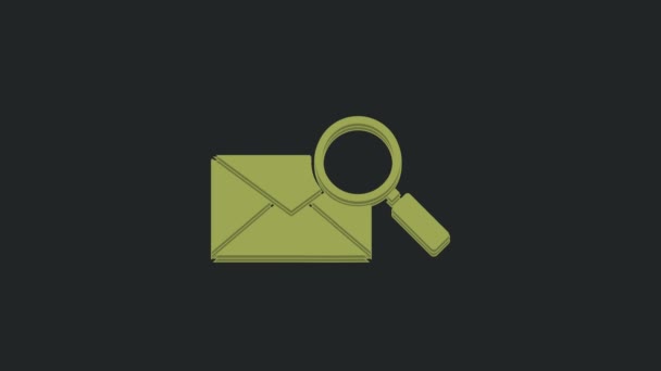 Green Envelope Mail Magnifying Glass Icon Isolated Black Background Video — Stock Video