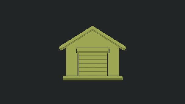 Иконка Green Warehouse Выделена Черном Фоне Видеографическая Анимация — стоковое видео