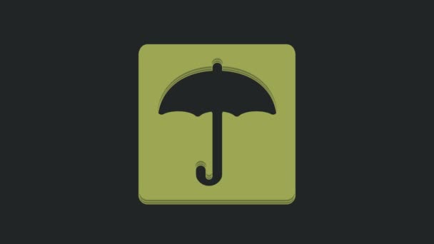 Πράσινο Εικονίδιο Ομπρέλας Απομονωμένο Μαύρο Φόντο Αδιάβροχο Εικονίδιο Προστασία Ασφάλεια — Αρχείο Βίντεο