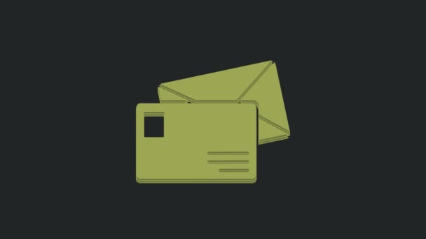 绿色信封图标隔离在黑色背景 电子邮件信件符号 4K视频运动图形动画 — 图库视频影像