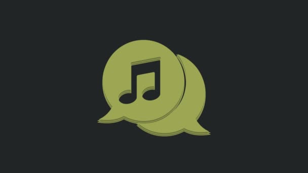 Zielona Nuta Muzyczna Ikonie Bańki Mowy Izolowane Czarnym Tle Koncepcja — Wideo stockowe