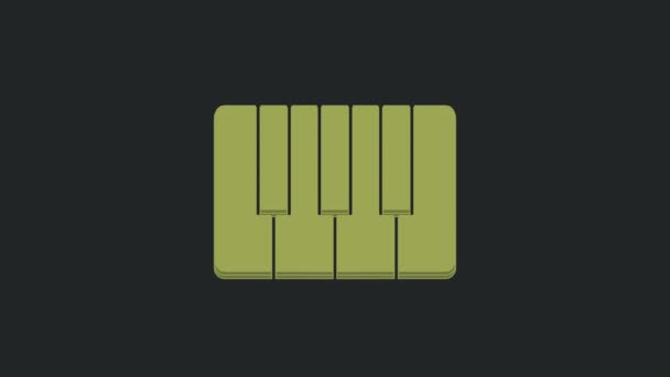 Ikona Syntezatora Green Music Odizolowana Czarnym Tle Elektroniczne Pianino Animacja — Wideo stockowe