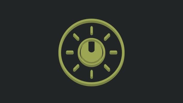 Технологічні Налаштування Green Dial Knob Рівня Ізольовані Чорному Тлі Кнопка — стокове відео