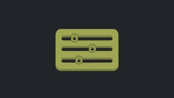 绿声混音控制器图标隔离在黑色背景 Dj设备滑块按钮 混合控制台 4K视频运动图形动画 — 图库视频影像