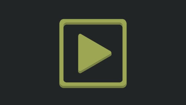Green Play Quadratischen Symbol Isoliert Auf Schwarzem Hintergrund Video Motion — Stockvideo