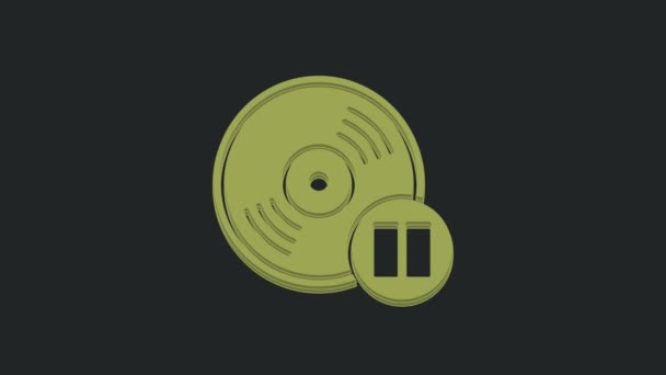 Groene Vinyl Disk Icoon Geïsoleerd Zwarte Achtergrond Video Motion Grafische — Stockvideo