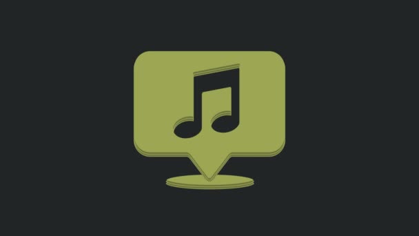 Zielona Nuta Muzyczna Ikonie Bańki Mowy Izolowane Czarnym Tle Koncepcja — Wideo stockowe