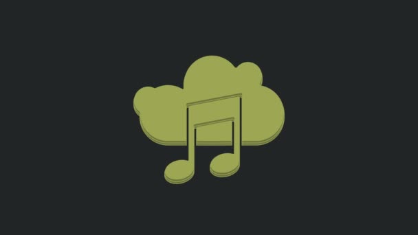 Pictograma Serviciului Streaming Green Music Izolată Fundal Negru Sunet Cloud — Videoclip de stoc