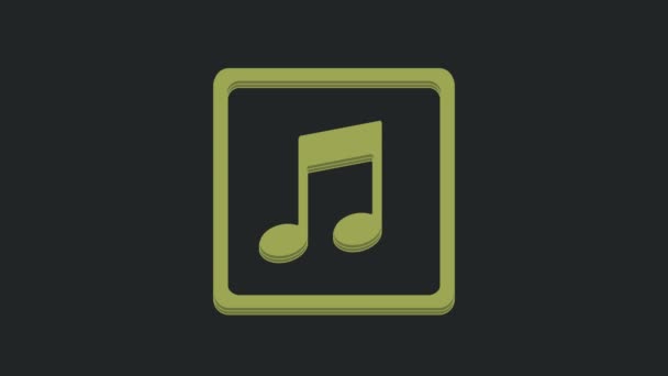 Green Music Note Tone Icon Isolated Black Background Video Motion — Stock Video
