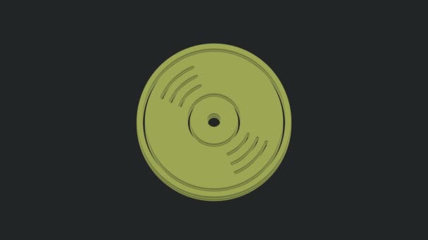 Πράσινο Εικονίδιο Δίσκου Vinyl Απομονωμένο Μαύρο Φόντο Γραφική Κίνηση Κίνησης — Αρχείο Βίντεο