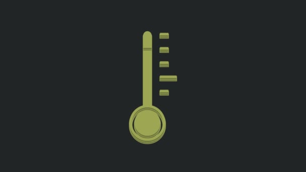 Yeşil Meteoroloji Termometresi Siyah Arkaplanda Izole Edilmiş Ikonu Ölçüyor Termometre — Stok video