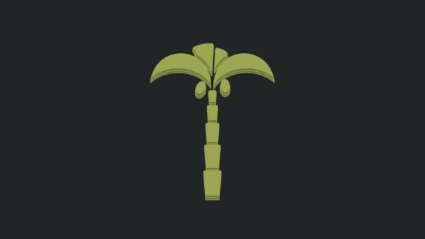 Verde Icono Palmera Tropical Aislado Sobre Fondo Negro Palmera Coco — Vídeo de stock