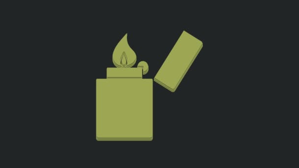 Иконка Green Lighter Выделена Черном Фоне Видеографическая Анимация — стоковое видео