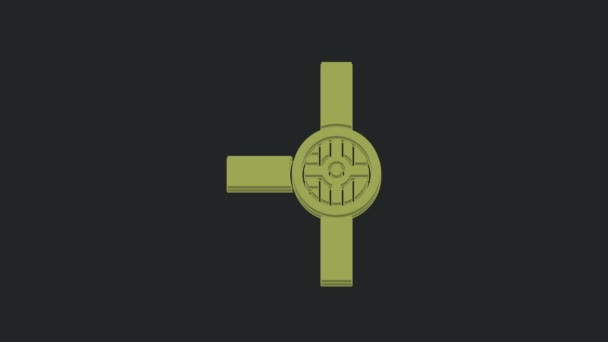 Green Industry Metallic Pipes Valve Icon Isolated Black Background Video — Stock Video