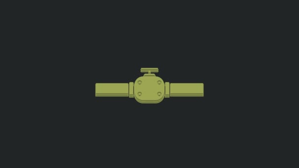 Green Industry Metallic Pipes Valve Icon Isolated Black Background Video — Stock Video
