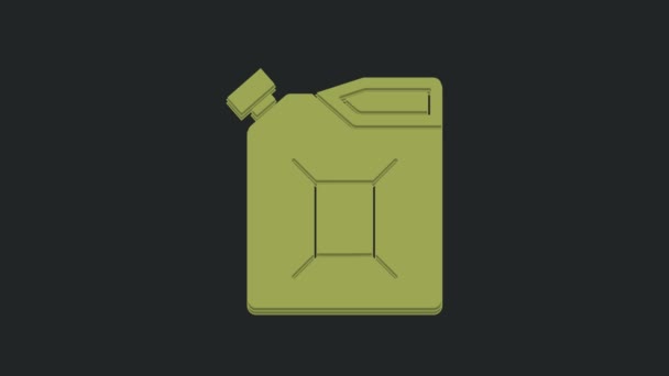 黒の背景に隔離されたガソリンアイコンのための緑のキャニスター ディーゼルガスアイコン 4Kビデオモーショングラフィックアニメーション — ストック動画