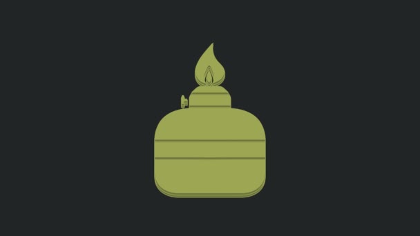 Иконка Зеленого Спирта Горелки Спирта Выделена Черном Фоне Химическое Оборудование — стоковое видео