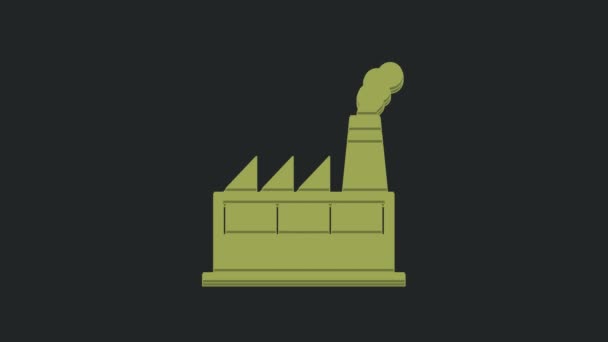 绿色石油和天然气工业厂房图标隔离在黑色背景 4K视频运动图形动画 — 图库视频影像