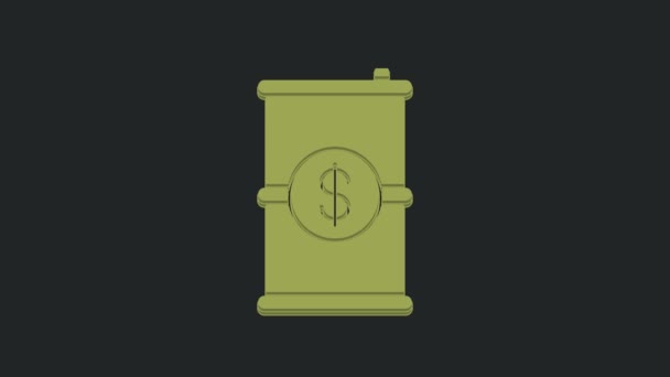 Zelený Barel Olej Symbolem Dolaru Ikona Izolované Černém Pozadí Grafická — Stock video