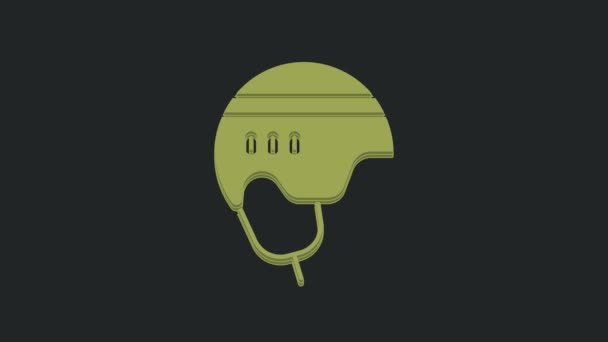 Ikona Zelené Hokejové Helmy Izolované Černém Pozadí Grafická Animace Pohybu — Stock video