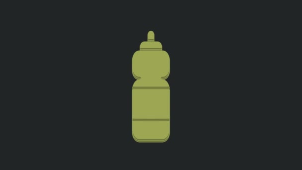 Green Fitness Shaker Icon Isolated Black Background Sports Shaker Bottle — Stock Video
