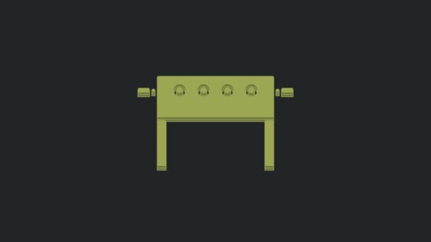Ікона Зеленого Хокейного Столика Ізольована Чорному Тлі Відеографічна Анімація — стокове відео