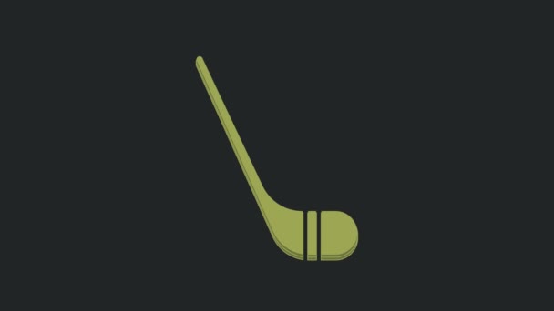 Зеленый Хоккей Клюшки Значок Изолированы Черном Фоне Видеографическая Анимация — стоковое видео