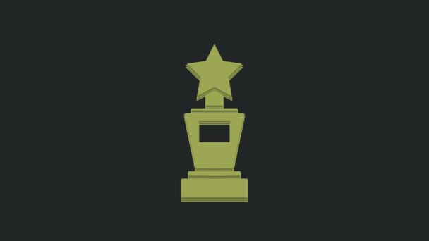 Groene Beker Pictogram Geïsoleerd Zwarte Achtergrond Winnaar Trofee Symbool Kampioenschap — Stockvideo