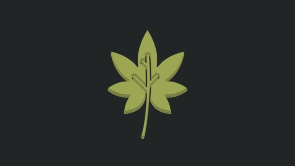 Ikona Green Leaf Odizolowana Czarnym Tle Pozostawia Znak Świeży Naturalny — Wideo stockowe