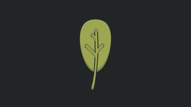Green Leaf Pictogram Geïsoleerd Zwarte Achtergrond Bladeren Teken Vers Natuurlijk — Stockvideo