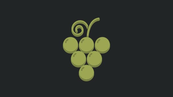 Grüne Traubenfrucht Symbol Isoliert Auf Schwarzem Hintergrund Video Motion Grafik — Stockvideo
