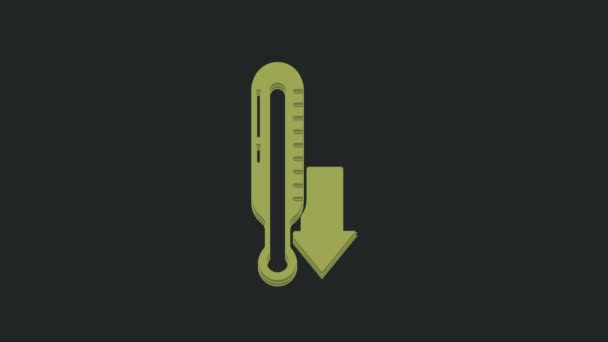 Termometro Meteorologia Verde Icona Misurazione Isolato Sfondo Nero Apparecchiatura Termometrica — Video Stock