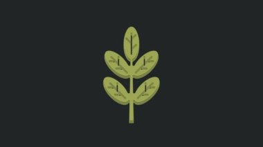 Yeşil Yaprak simgesi siyah arkaplanda izole edildi. İşaret bırakıyor. Taze doğal ürün sembolü. 4K Video hareketli grafik canlandırması.