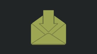 Siyah arkaplanda yeşil zarf simgesi izole edildi. Mesaj konsepti alındı. Yeni, e-posta gelen mesaj, SMS. Posta servisi. 4K Video hareketli grafik canlandırması.