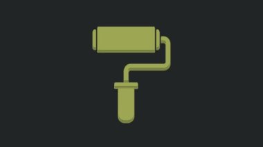 Siyah arkaplanda yeşil boya fırçası ikonu izole edildi. 4K Video hareketli grafik canlandırması.