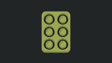 Siyah arkaplanda izole edilmiş kutucuk simgesinde yeşil suluboya resimleri. 4K Video hareketli grafik canlandırması.